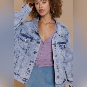 POL Acid Wash Oversized Denim Jacket
